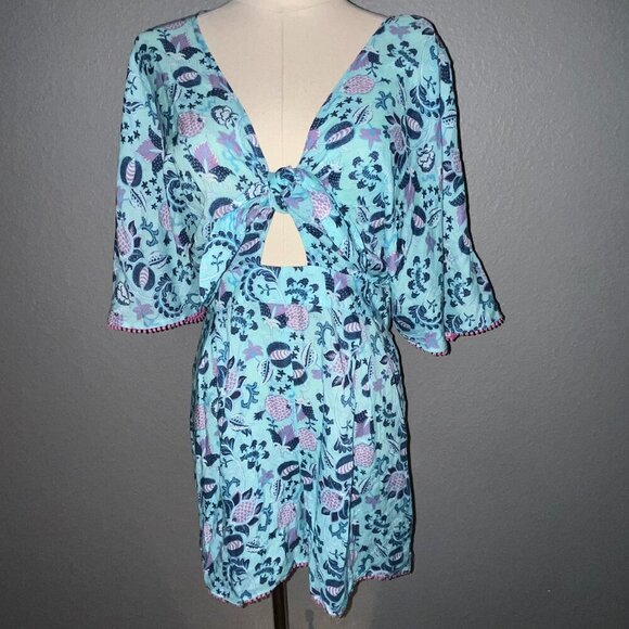 NANETTE LEPORE SWIM Raquel Tie Front Swim Romper New with Tags - Size Medium - Picture 1 of 15